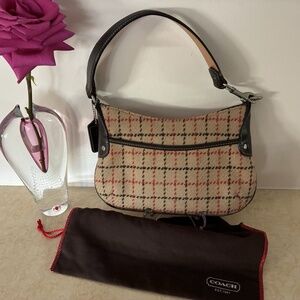 Vintage COACH Brown Tattersall Plaid Demi Baguette Bag Limited Edition Y2K 9614
